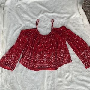 Bandana print off the shoulder shirt